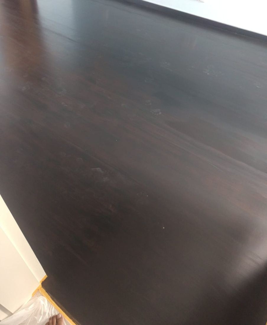 Close view of ebony-stained parquet