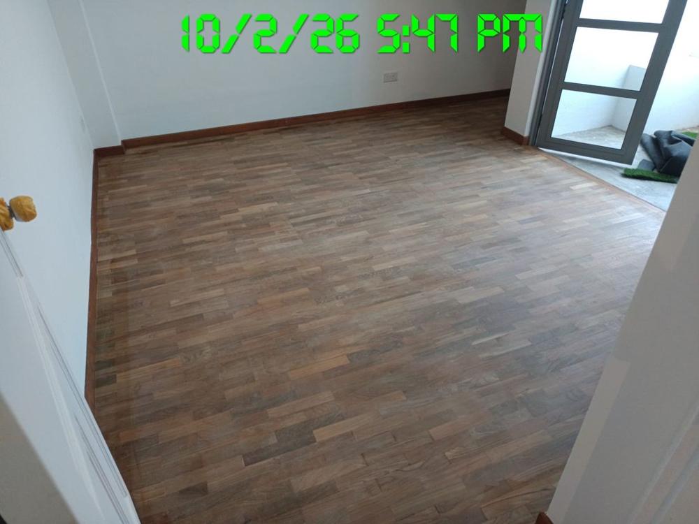 Finished finger parquet bedroom with satin finish
