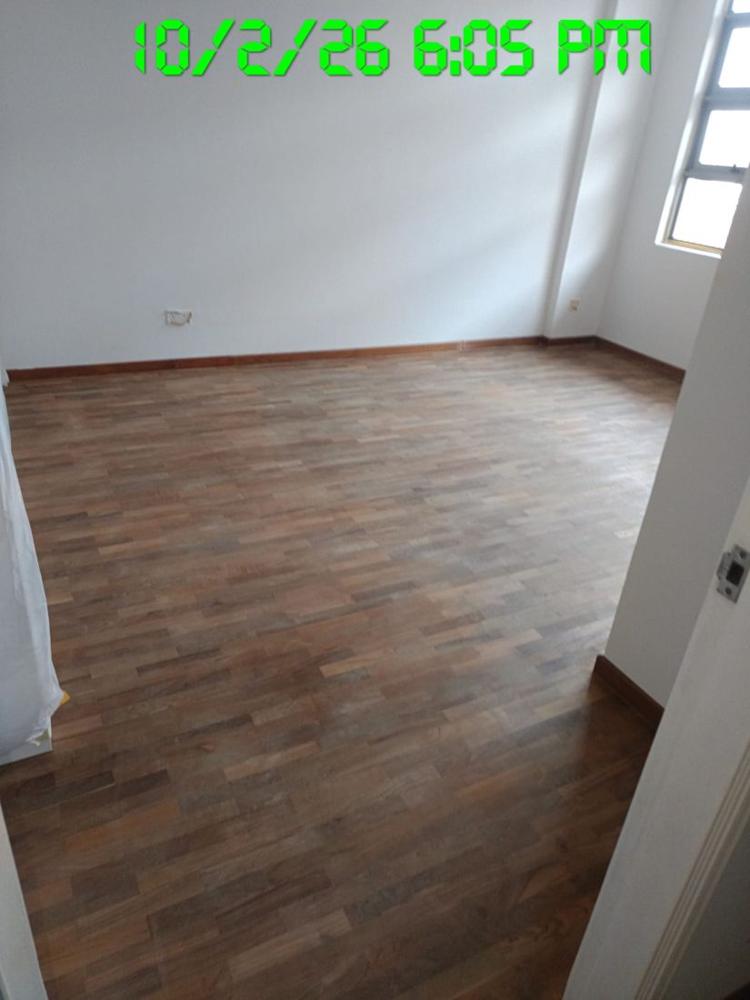 Finished finger parquet bedroom beside the window