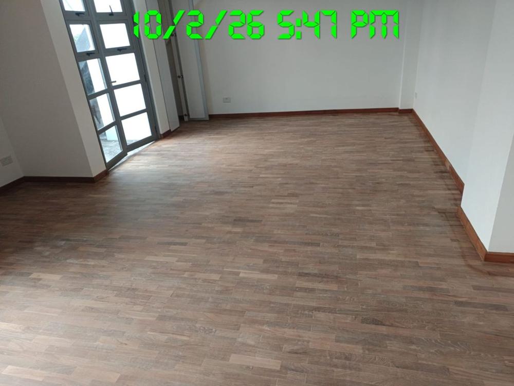 Finger parquet bedroom after sanding and sealing